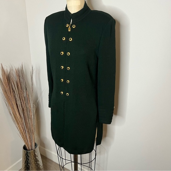 St. John Collection Santana knit pine forest green gold detail zip women’s 8